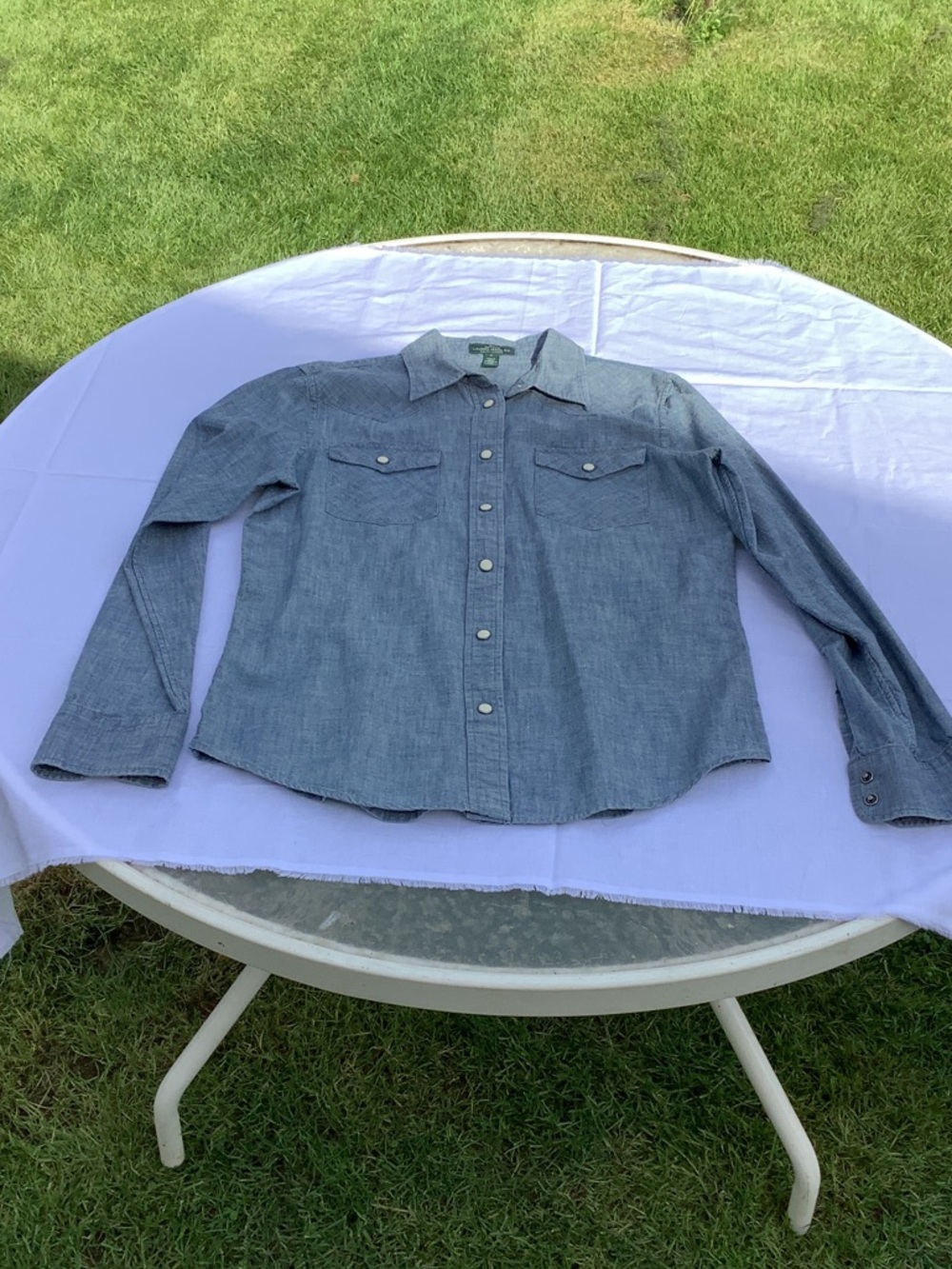 Ralph Lauren Women's Western Light Blue Chambray Button-Down Shirt